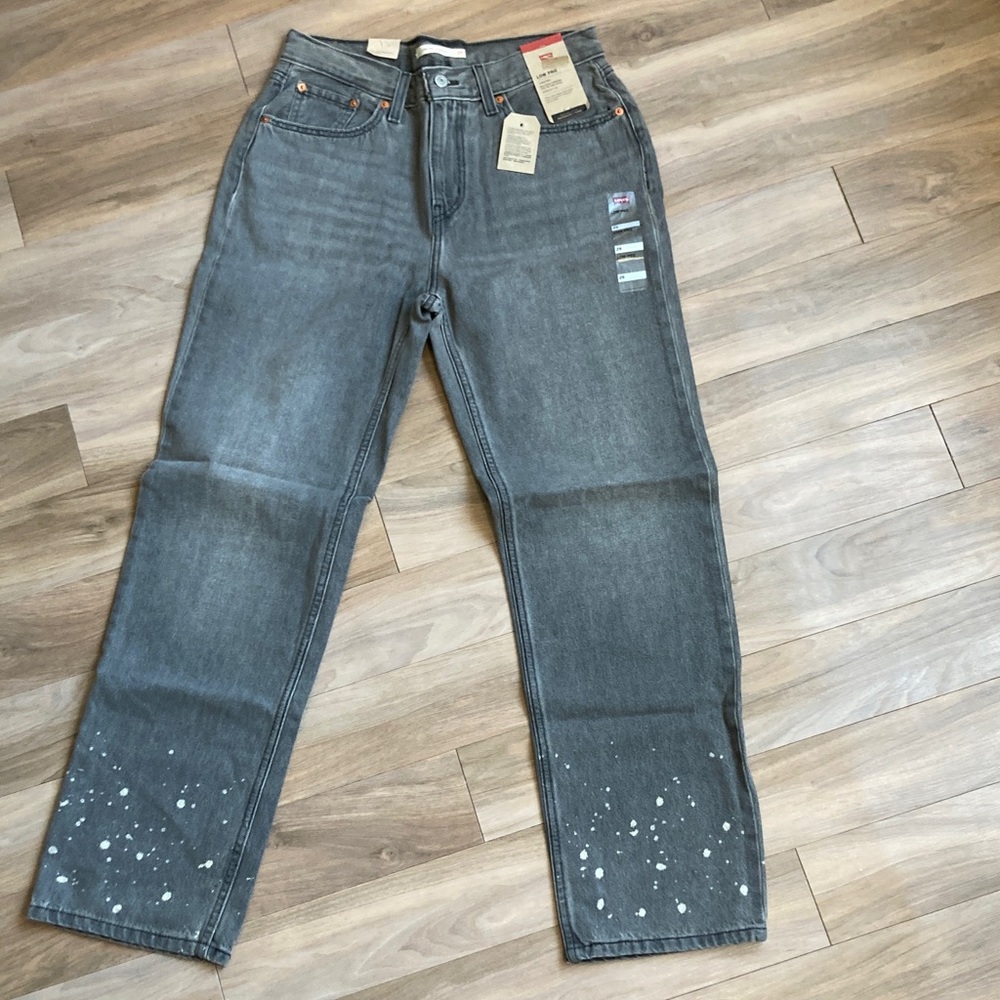 Levi’s low pro gray midrise straight leg jean splatter print cotton retro 29 - Picture 13 of 17